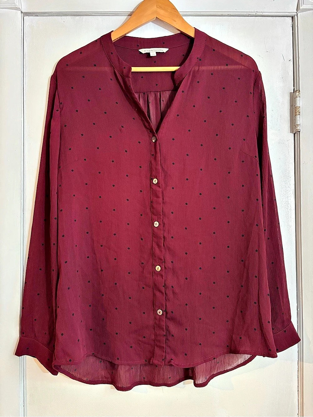 41Hawthorn Polka Dot Button Down in Burgundy